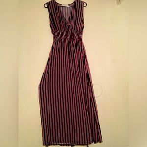 Black and red striped maxi dress